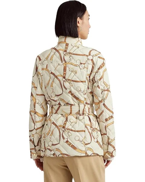 Пальто LAUREN Ralph Lauren Belting-Print Diamond-Quilted Down Coat, цвет Cream Multi