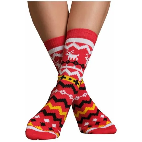 Женские носки с принтом LAMBONIKA Скандики, цвет: красный,желтый, размер: 35-37