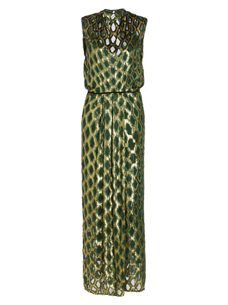 Платье макси с эффектом металлик Vie De Boheme Johanna Ortiz, зеленый