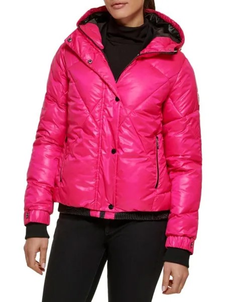 Пуховик с капюшоном Guess Hot pink