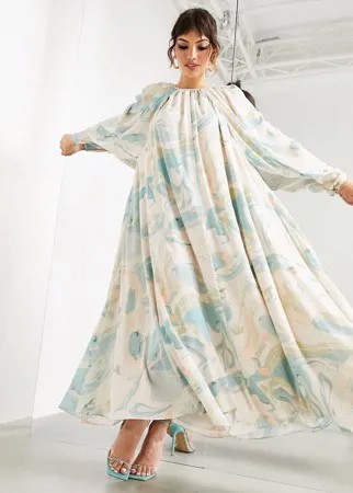 Платье миди с мраморным принтом ASOS EDITION-Многоцветный