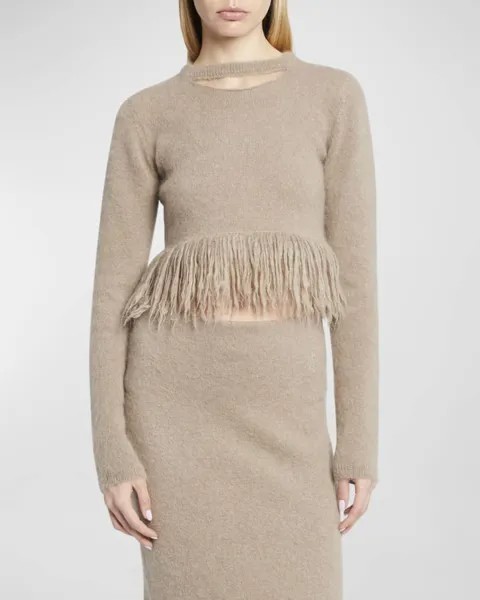 Укороченный свитер с длинными рукавами и вырезами с бахромой JW Anderson