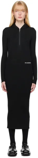Черное платье-миди с капюшоном Jil Sander