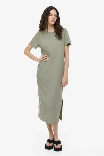 Платье из джерси в рубчик H&M, зеленый