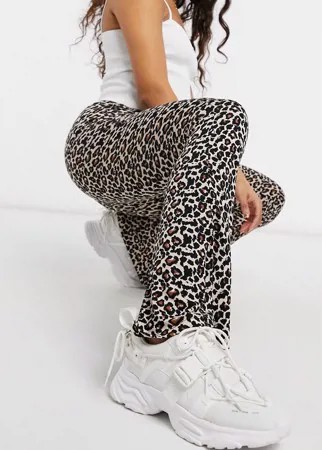 Трикотажные брюки клеш с леопардовым принтом Missguided-Многоцветный