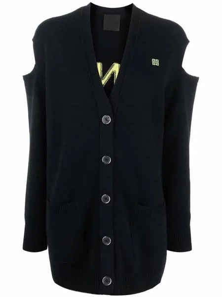 Givenchy logo intarsia long cardi-coat