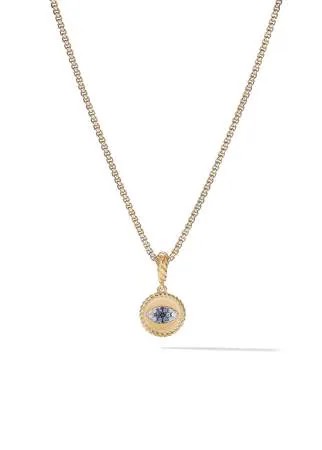 David Yurman 18kt yellow gold Amulets diamond and sapphire Evil Eye pendant