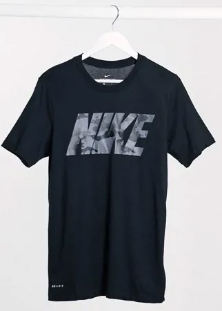 Черная футболка с камуфляжным логотипом Nike Training-Черный