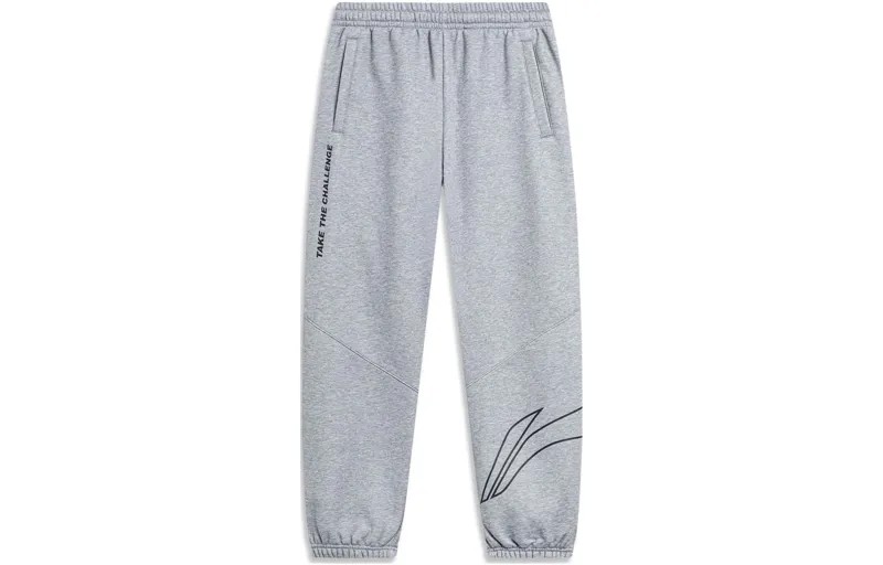 Li Ning ПОДКЛАДКА Мужские трикотажные спортивные штаны, Хизер Грей