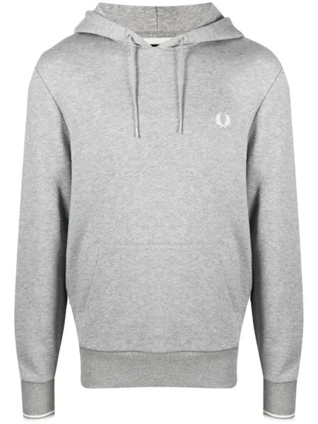 Fred Perry худи с кулиской и вышитым логотипом, серый