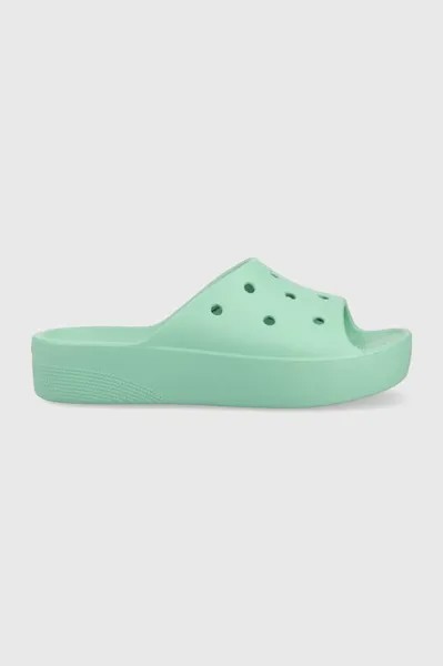 Классические шлепанцы на платформе Crocs, бирюзовый