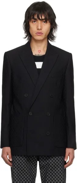 Черный жаккардовый пиджак с монограммой Balmain