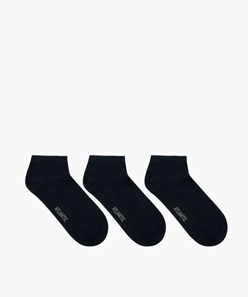 Мужские укороченные носки Atlantic, набор 3 пары, хлопок, темно-синие, Basic 3BMC-103