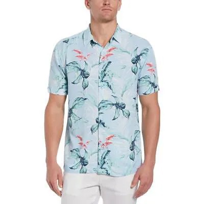 Cubavera Мужская синяя рубашка с воротником на пуговицах и текстурированным гавайским принтом 3X BHFO 2628