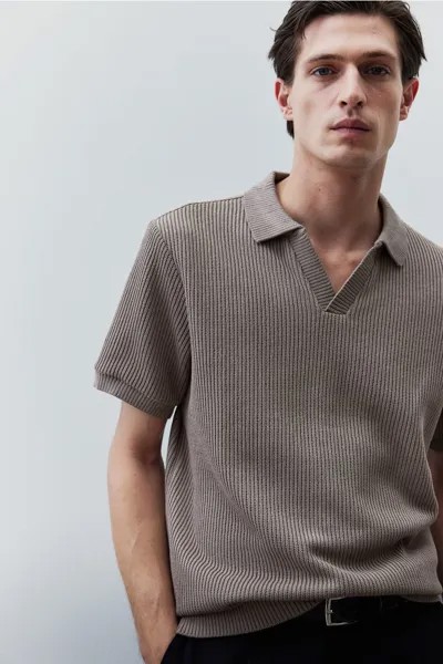 Рубашка-Поло из тонкой трикотажной резинки стандартной посадки H&M, серый