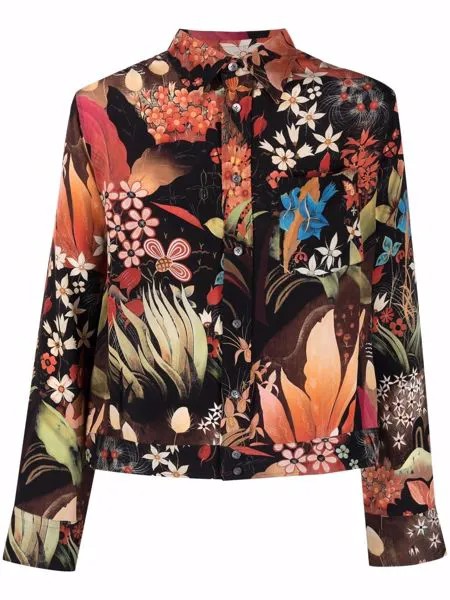 LANVIN floral-print long-sleeve shirt