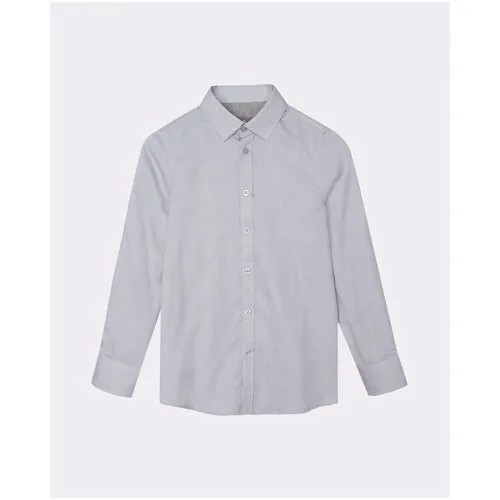Школьная рубашка Gulliver, полуприлегающий силуэт, на пуговицах, длинный рукав, манжеты, размер 146, серый