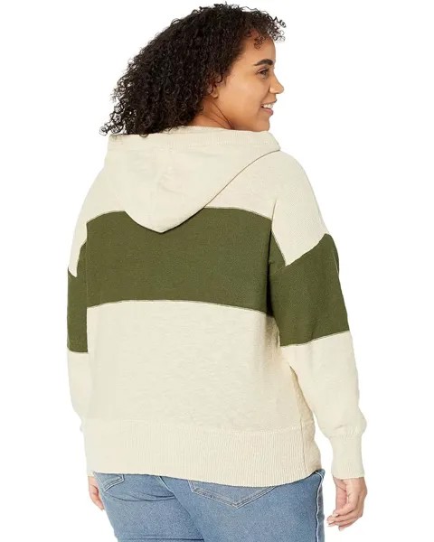 Свитер Madewell Plus Clairview Hoodie Sweater in Colorblock, цвет Heather Artichoke