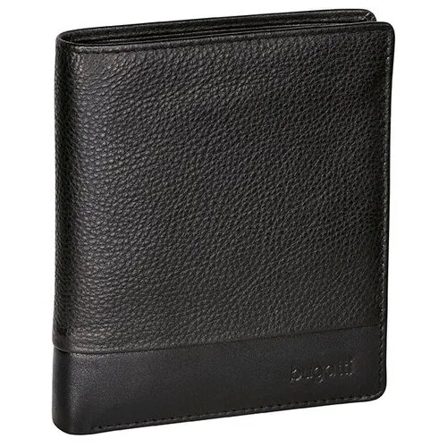Портмоне BUGATTI Atlanta, чёрное, натуральная воловья кожа, 10,5х2х12,5 см, MR-49320401