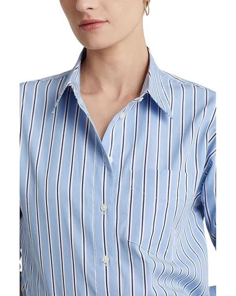 Рубашка LAUREN Ralph Lauren Striped Cotton Broadcloth Shirt, цвет Blue/White Multi