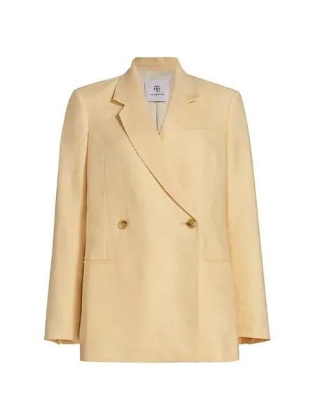 Двубортный пиджак Kaia Anine Bing, цвет light yellow linen