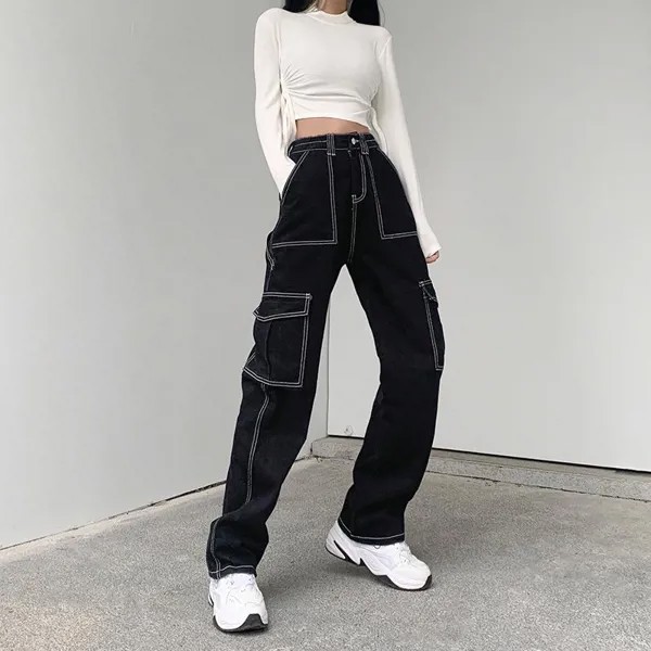 Super-a Slim Line Дизайн Красивые джинсы Женщины Свободный Уличный Стиль Широкие ноги Комбинезон Женщины
