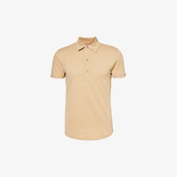 Рубашка-поло узкого кроя из хлопка и шелка с фирменной нашивкой sebastian Orlebar Brown, цвет biscuit