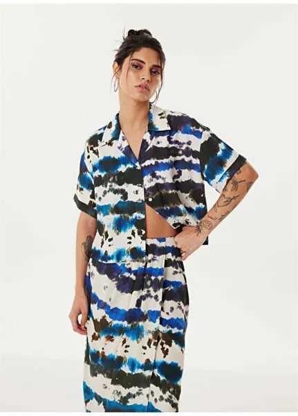 Повседневная женская рубашка с воротником рубашки Saks с рисунком TS1240025173020 Twist