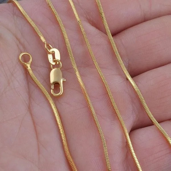 Женщины Изысканные серебряные украшения 18K Золото Наполненная золотая змея Гладкая цепь Ожерелье 16-30 дюймов