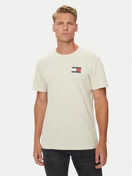 Футболка узкого кроя Tommy Jeans, бежевый