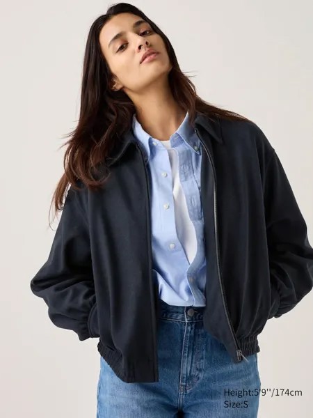 Блузон оверсайз из матового джерси большого размера Uniqlo, синий