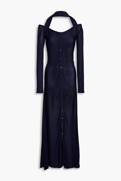 Трикотажное платье миди с открытыми плечами Jacquemus, темно-синий