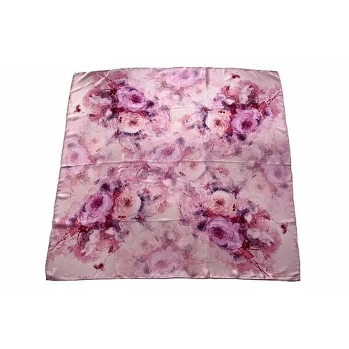 Платок Tranini,105х105 см, бордовый, розовый