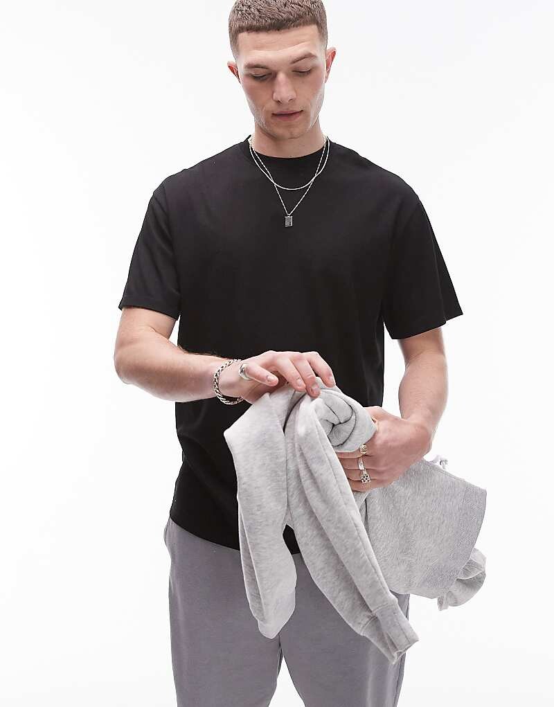 Topman – Футболка из качественной вискозы черного цвета свободного кроя