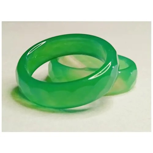 Кольцо Кольцо из цельного Агата с огранкой, счастливый талисман и мощный оберег, агат, размер 17, зеленый