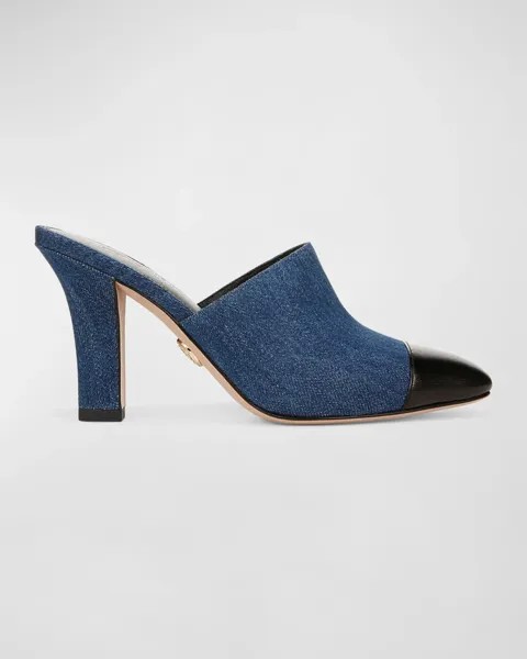 Джинсовые мюли Carlotta с коротким носком Veronica Beard, цвет Black/Mountain Blue