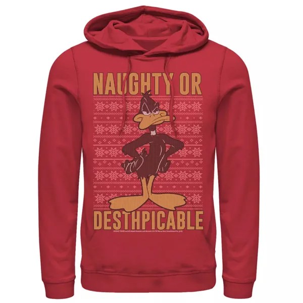 Мужской рождественский свитер Looney Tunes с капюшоном Daffy Naughty Or Desthpicable Licensed Character