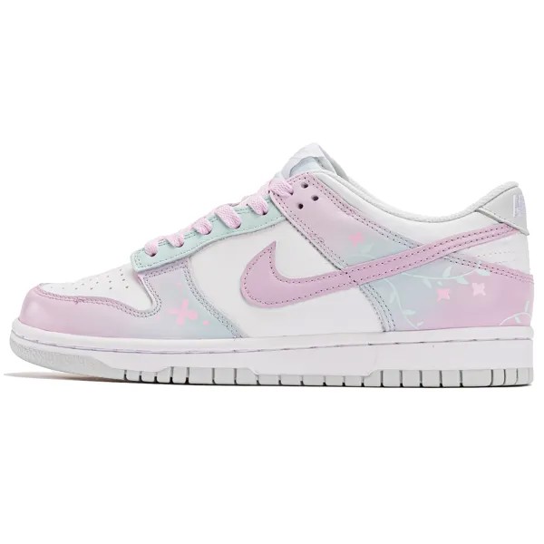 Кроссовки Nike Dunk Skateboarding Shoes Women's Low-top Purple/cyan/white, фуксия/белый/черный
