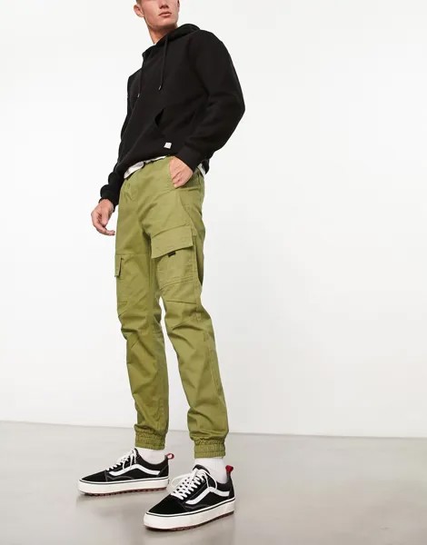 Зеленые брюки карго с манжетами Another Influence