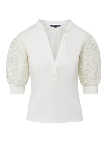 Хлопковая блузка с кружевными рукавами Coralee Veronica Beard, цвет off white