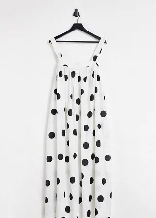 Черно-белое платье макси А-силуэта в oversized-горошек ASOS DESIGN Curve-Разноцветный