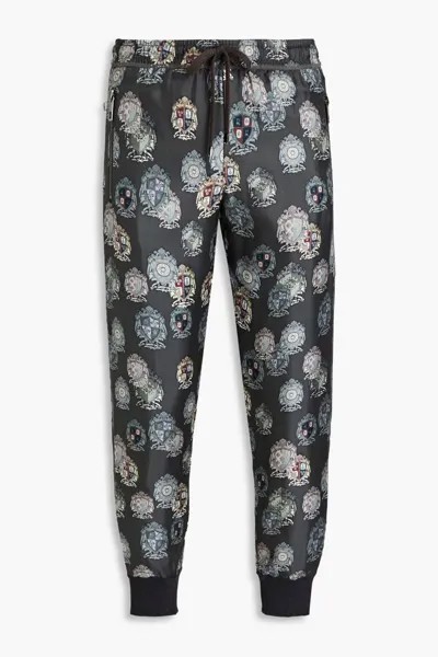 Спортивные брюки из шелкового твила с принтом Dolce & Gabbana, антрацит