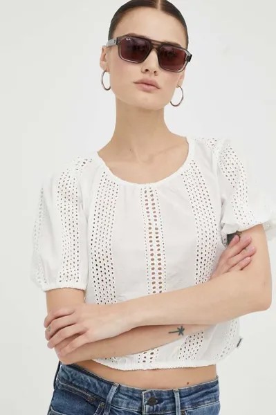 Хлопковая блузка Wrangler, белый