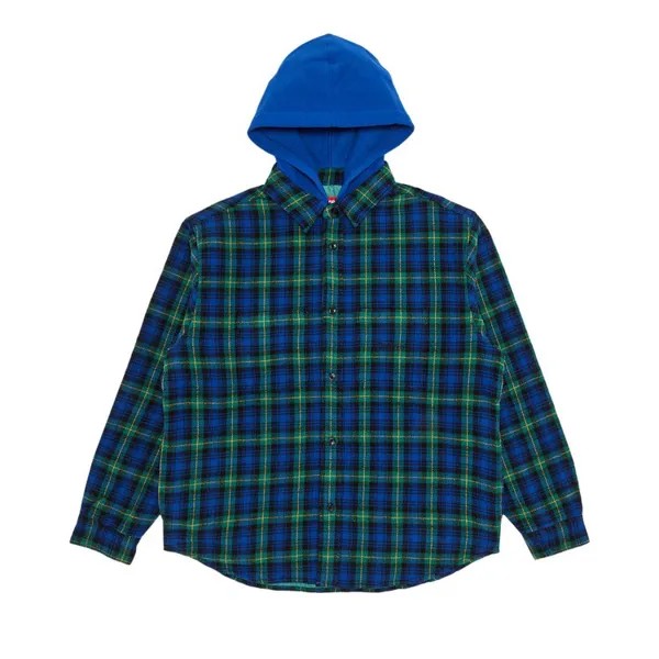 Рубашка Supreme Tartan Flannel Hooded 'Blue', синий