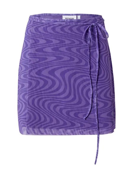 Юбка Weekday IRENA, цвет Pastel Purple/Dark Purple