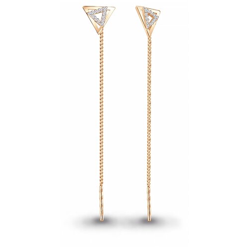 Серьги цепочки AQUAMARINE, золото, 585 проба, фианит