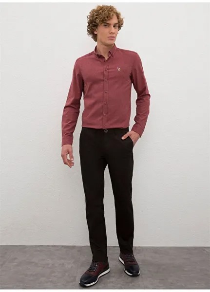Темно-коричневые мужские брюки узкого кроя с нормальной талией U.S. Polo Assn.