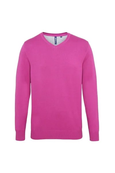 Хлопковый свитер с V-образным вырезом Asquith & Fox, розовый