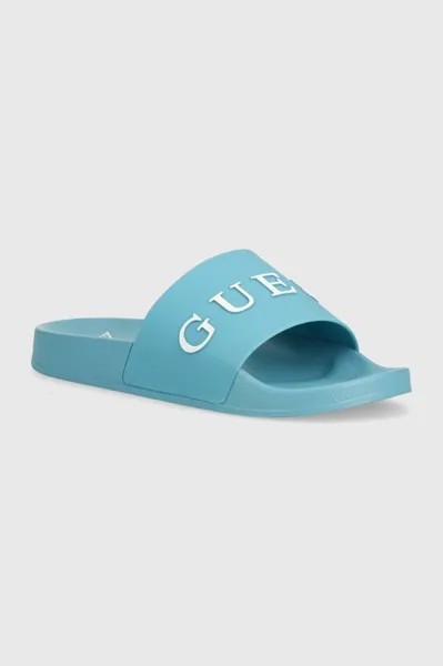 Шлепки Guess, бирюзовый