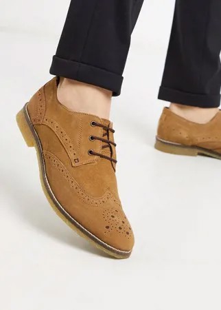 Коричневые замшевые броги на шнуровке Redfoot-Светло-коричневый